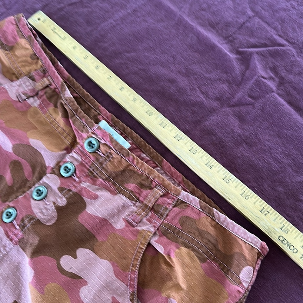 Sundance Pants pink rust orange camo Sz 16 cotton w stretch 4 pockets buttons - Picture 3 of 9